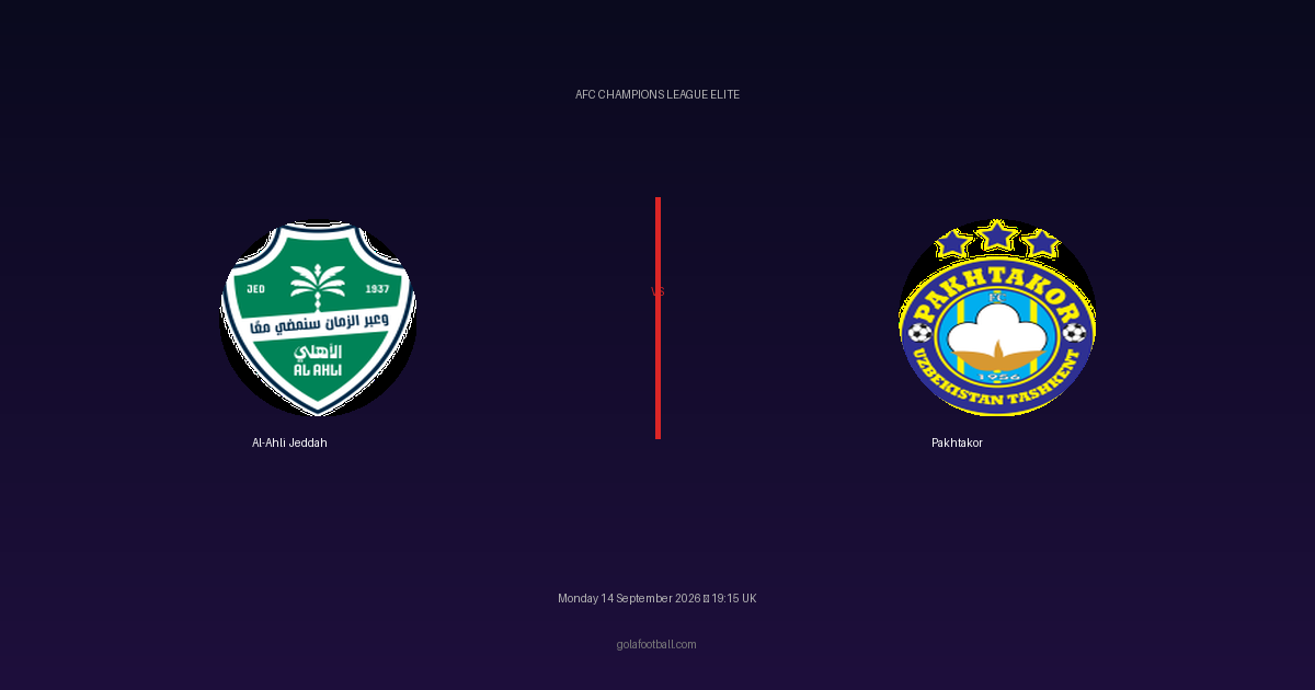 Match Preview: Al-Ahli Jeddah vs Pakhtakor – AFC Champions League Elite