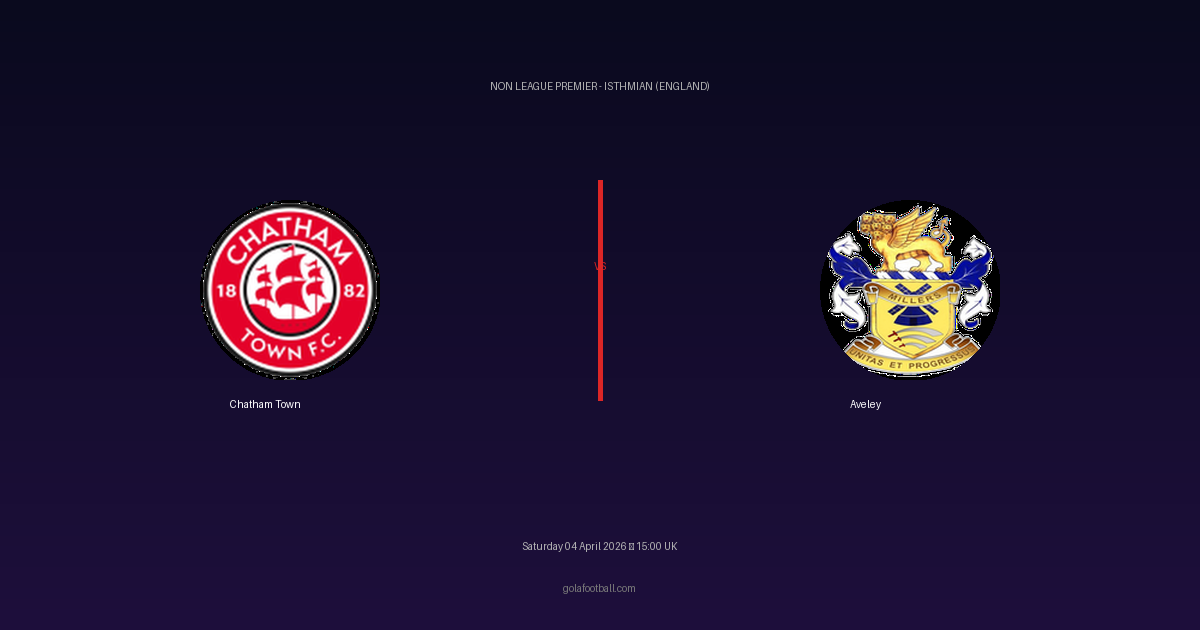 Match Preview: Chatham Town vs Aveley — prediction, team news & live stream