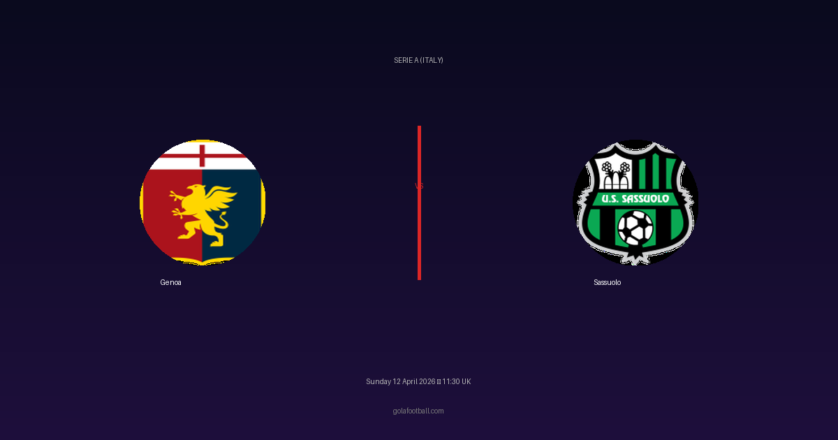 Match Preview: Genoa vs Sassuolo - prediction, team news, live stream