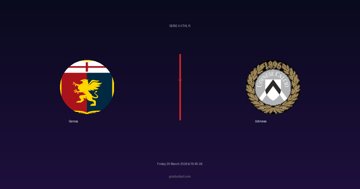 Match Preview: Genoa vs Udinese - prediction, team news, live stream