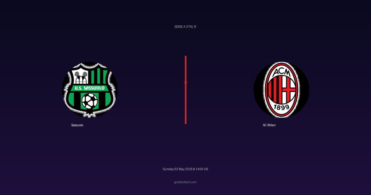 Match Preview: Sassuolo vs AC Milan - prediction, team news, live stream