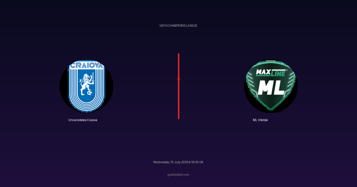 Match Preview: Universitatea Craiova vs ML Vitebsk – UEFA Champions League